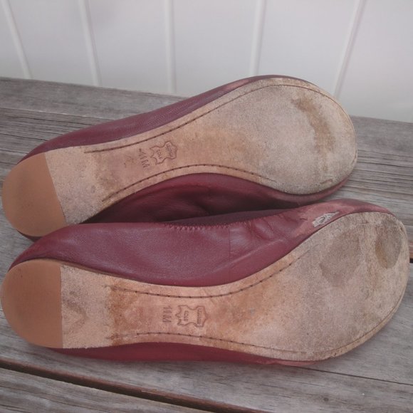 Tory Burch Leather Ballet Flats Burgandy Color with Gold TT Size 11M - Picture 6 of 9